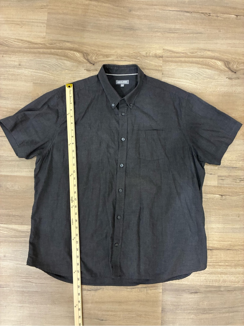 Ash & Erie XXL Men's Short-Sleeve Button-Up Shirt in Dark Charcoal